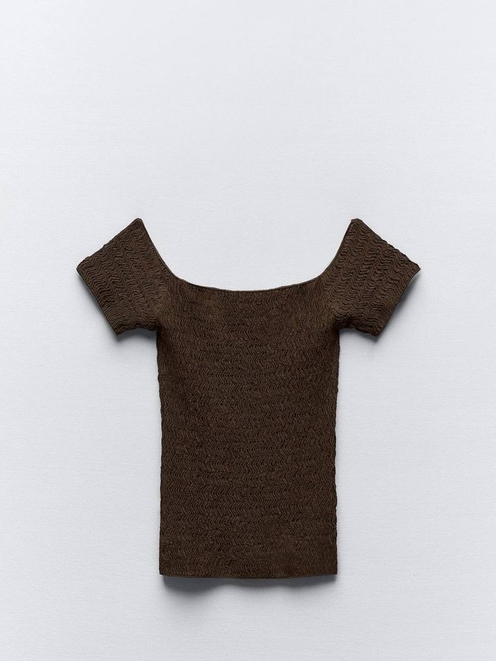 Zara Chocolate Brown Knit Scoop-Neck Crop Top